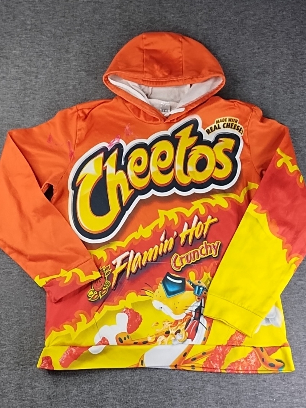 Hoodie with Flamin Hot cheetos graphic Long-Sleeve Top - Orange/Yellow